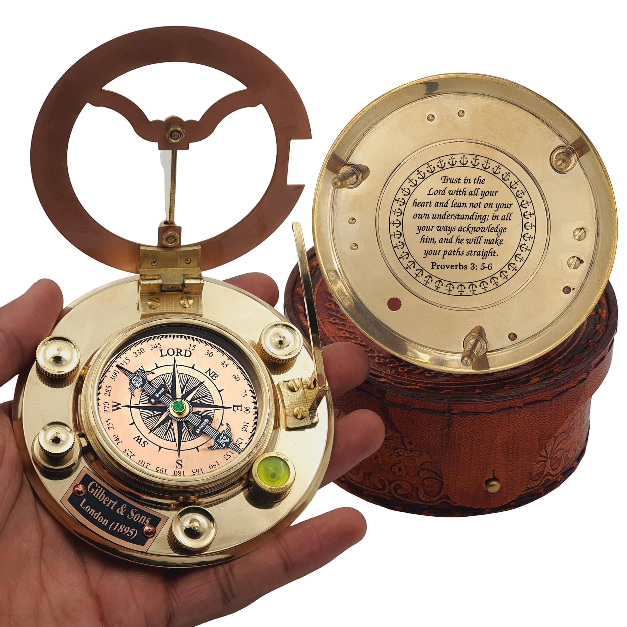 Worldmart brass and copper sundial on display showing antique vibe