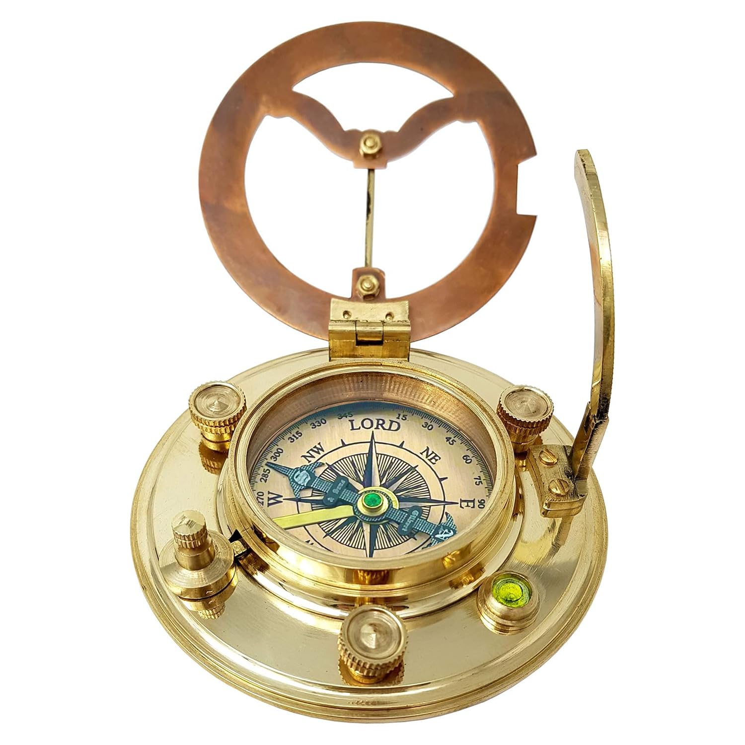 Worldmart desk or shelf display of brass sundial compass