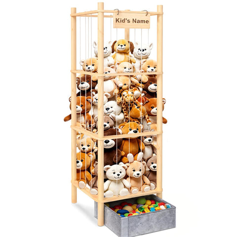 WORLDMX stuffed animal storage cage keeps plushies neatly organized and within reach