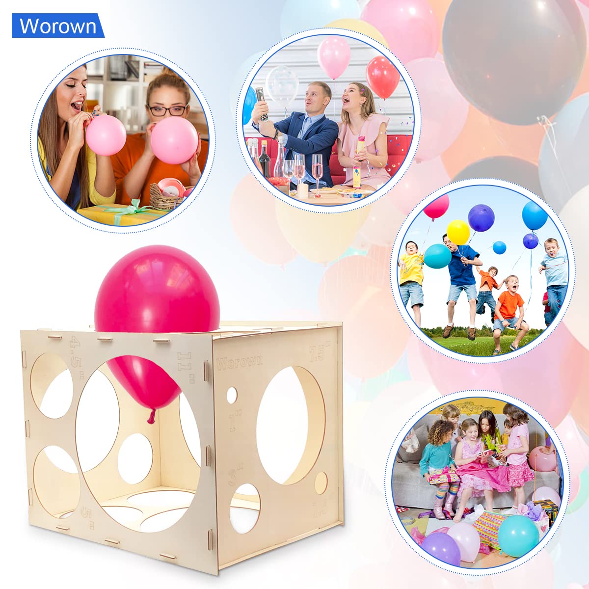 Worown portable wooden sizer aids quick measurements during birthday parties and baby showers.