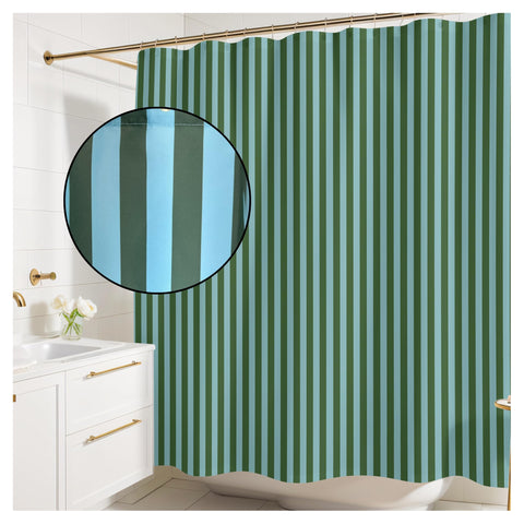 Worthwhile Goods striped curtain close-up fabric texture and vibrant color