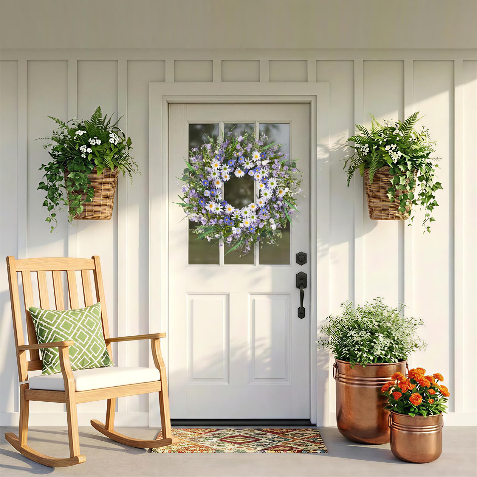 Worthyeah daisy-lavender branch detail adds lifelike texture for décor.