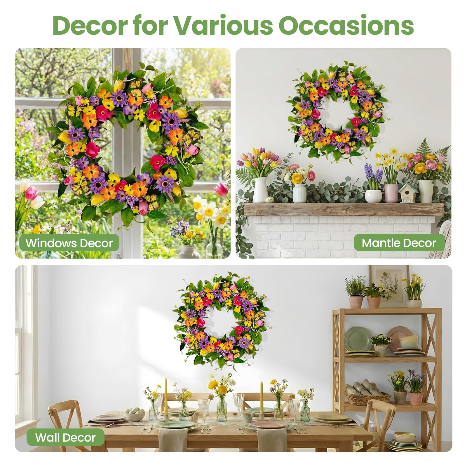 Worthyeah indoor and covered outdoor porch wreath suits multiple spaces alike.