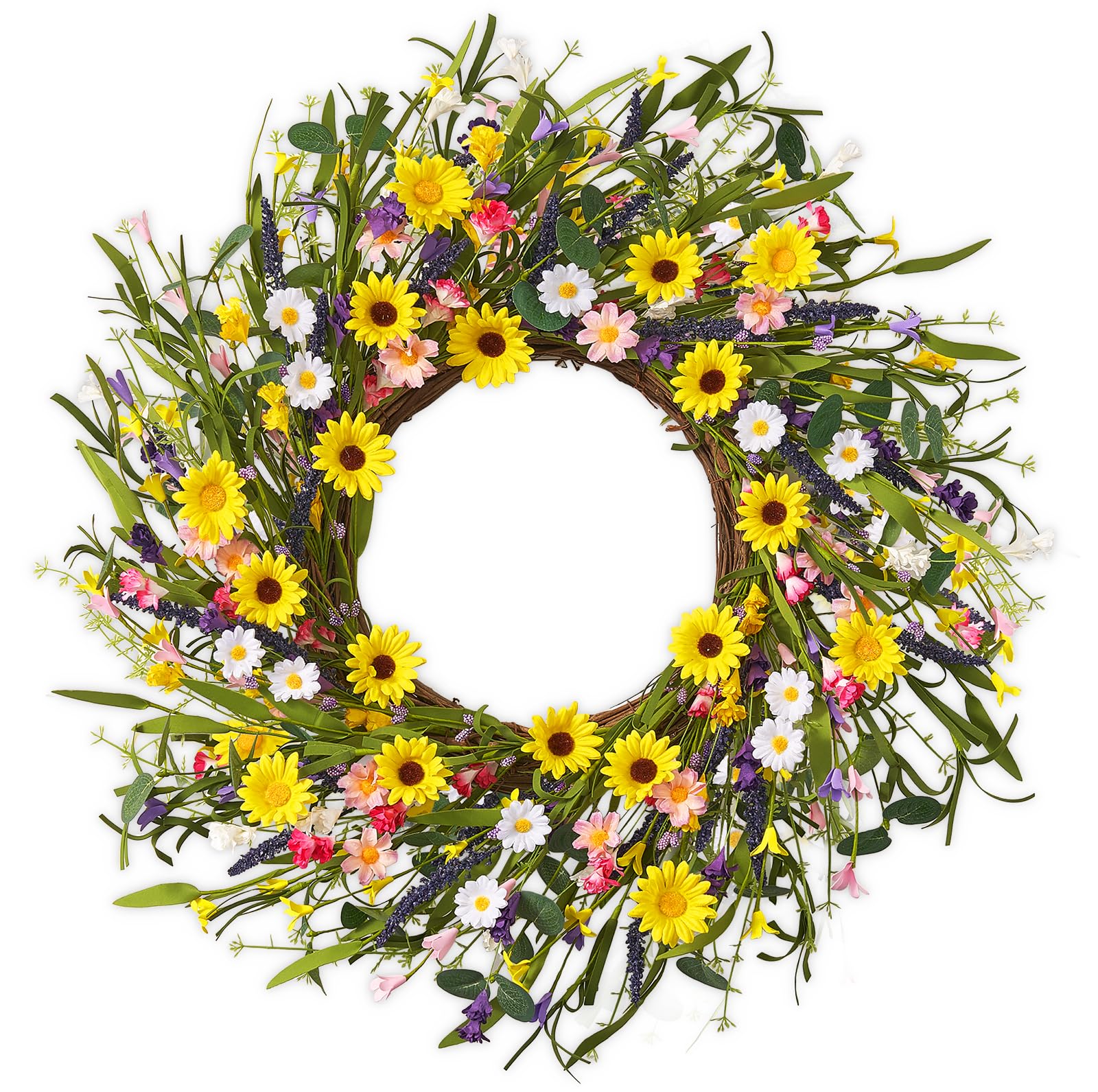 Worthyeah spring daisy wreath 22-inch front door for welcoming porch décor