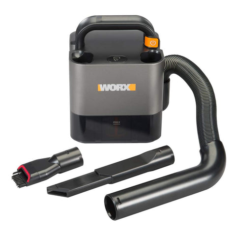 WORX WX030L compact vacuum front view for quick bedside or desk area cleaning.