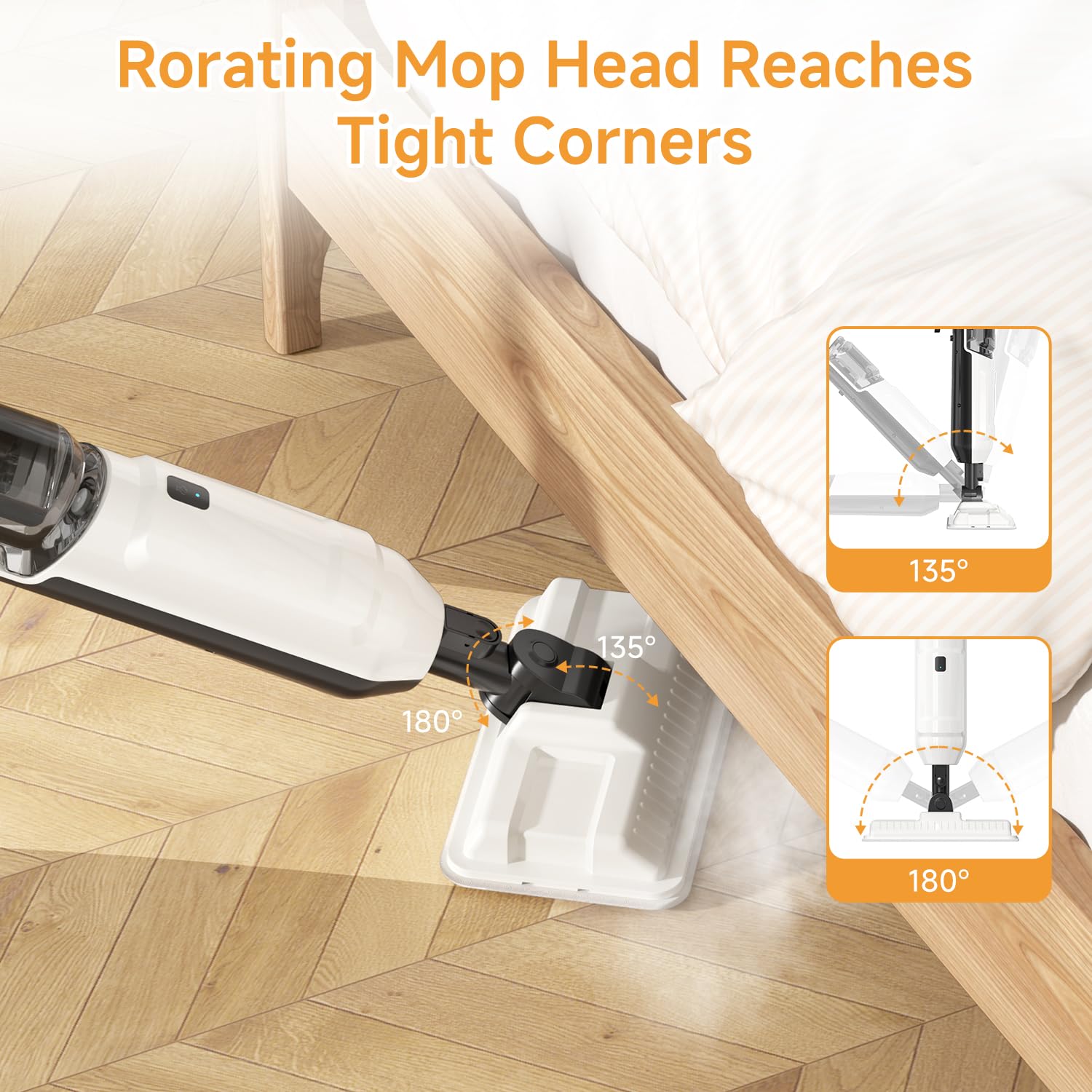 Wotaste Steam Mop features a 20-foot cord for extended reach.