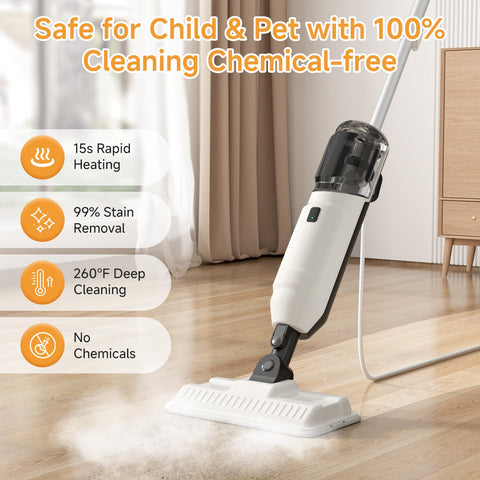 Wotaste Steam Mop tackles tile floors for a streak-free finish.