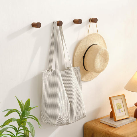 WOVRAN rustic walnut hook adds natural charm to foyer.