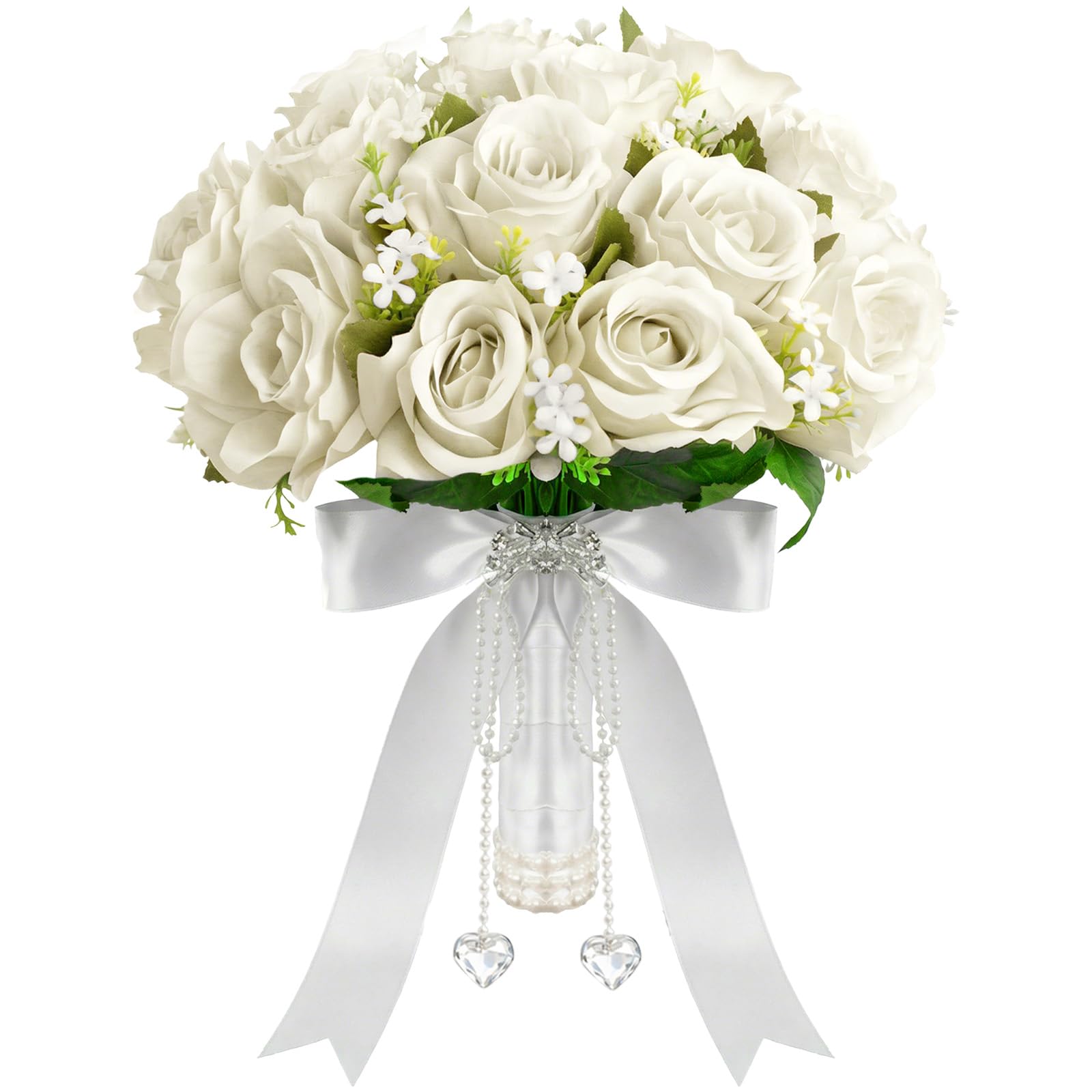 Wowagoga 12-inch wedding bouquet with pearls and crystals for bridal décor