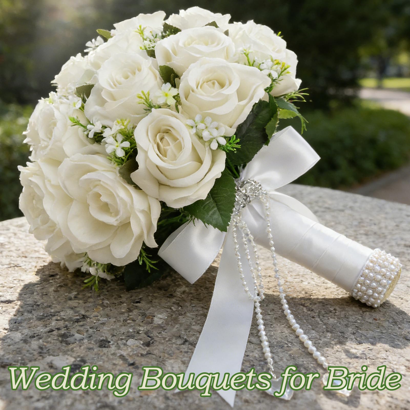 Wowagoga rose bouquet with crystal ribbon accents for reception décor