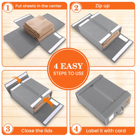 WOWBOX under-bed storage keeps linens accessible without crowding your closet.