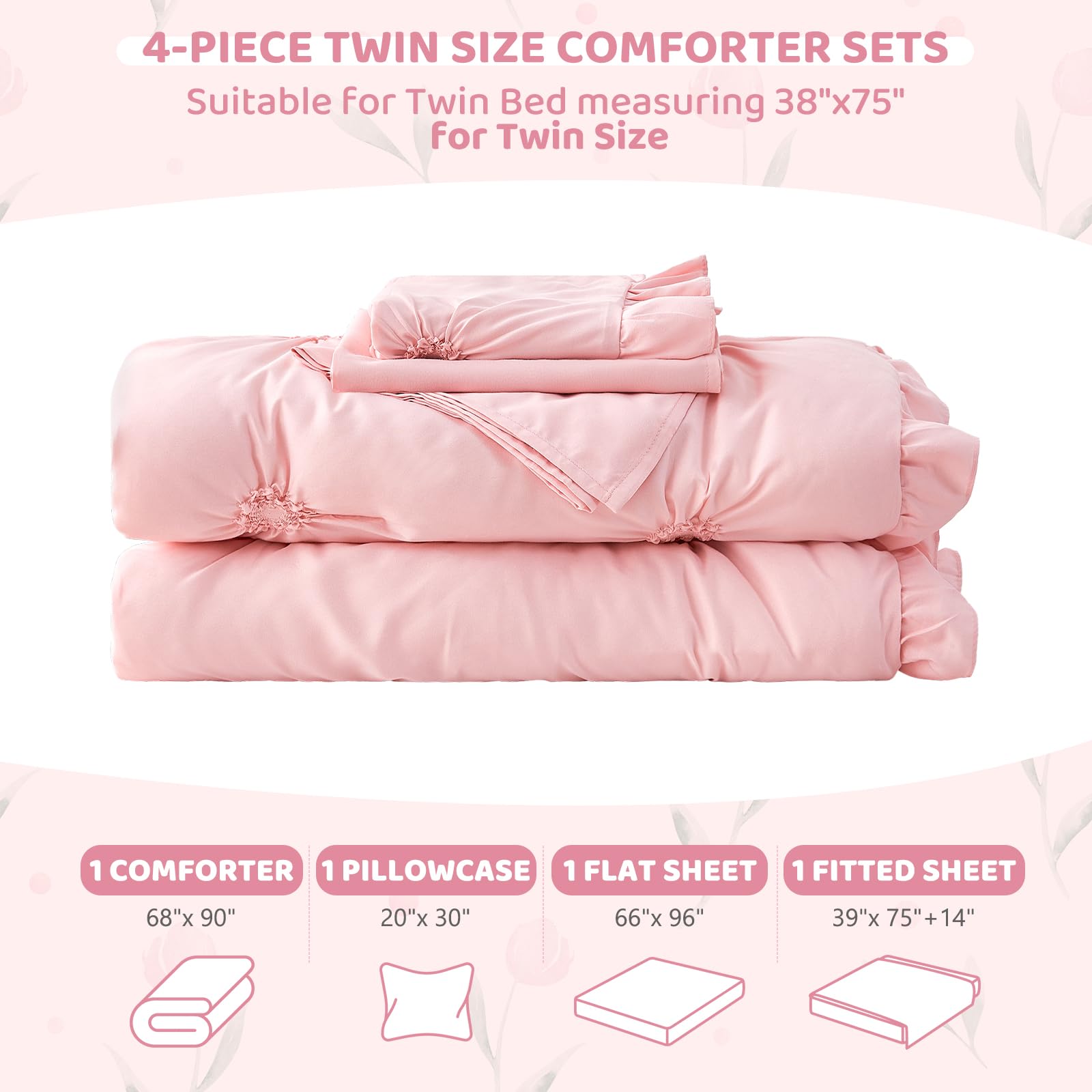 Wowelife pillowcase embroidery highlights delicate pink details for bedtime charm.