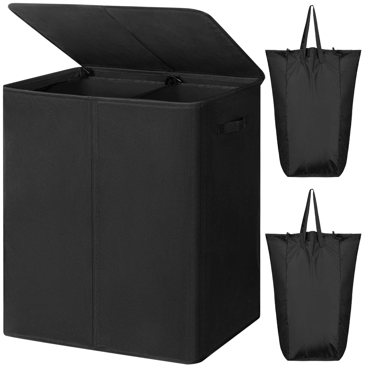 WOWLIVE 154L double laundry hamper with lid keeps clothes hidden and room tidy.