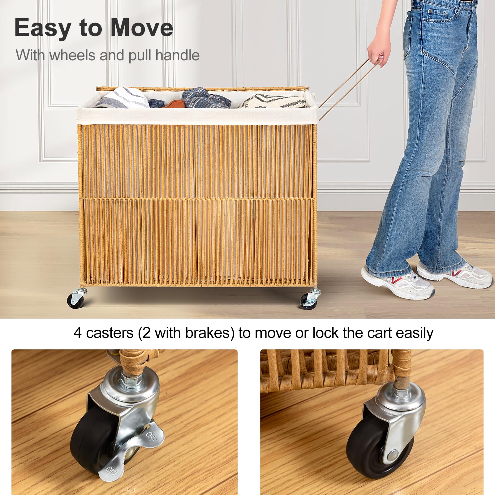 WOWLIVE large 160L capacity fits a week's laundry for families.