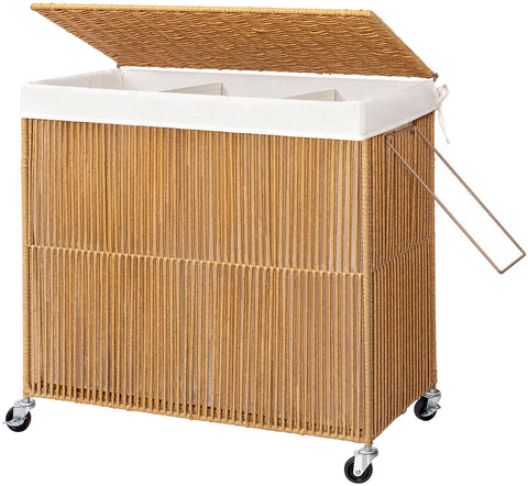 WOWLIVE laundry hamper with wheels enables easy moving across rooms.