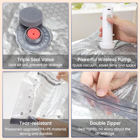 Wowtron vacuum bags 4S 4M 4L sizes maximize packing flexibility