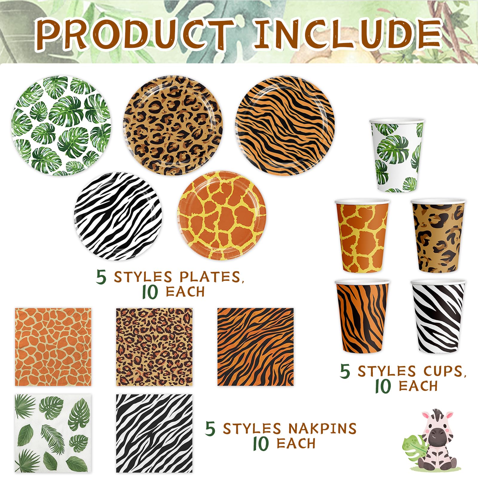 WPDiscZ jungle napkins in bright colors for quick cleanup during celebrations