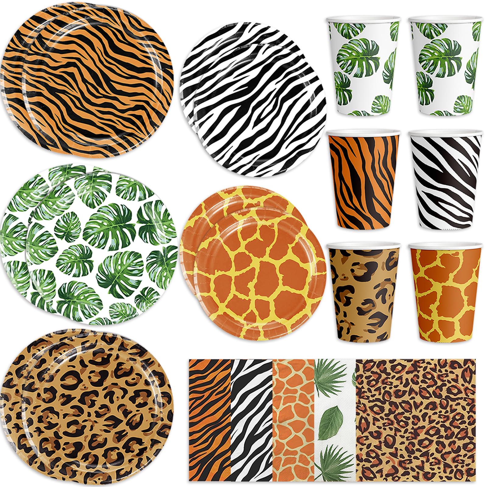 WPDiscZ jungle plates collection in vibrant patterns for safari party spreads