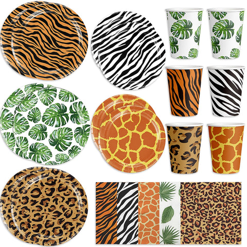 WPDiscZ jungle plates collection in vibrant patterns for safari party spreads