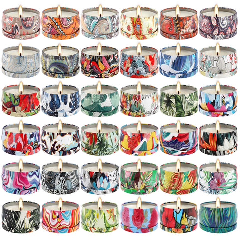 WPONSZU 36-fragrance candle collection in travel jars for versatile home scents