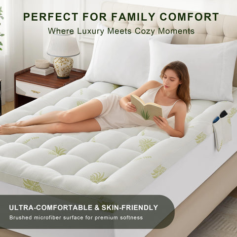 WQSPRING mattress topper machine washable for easy care