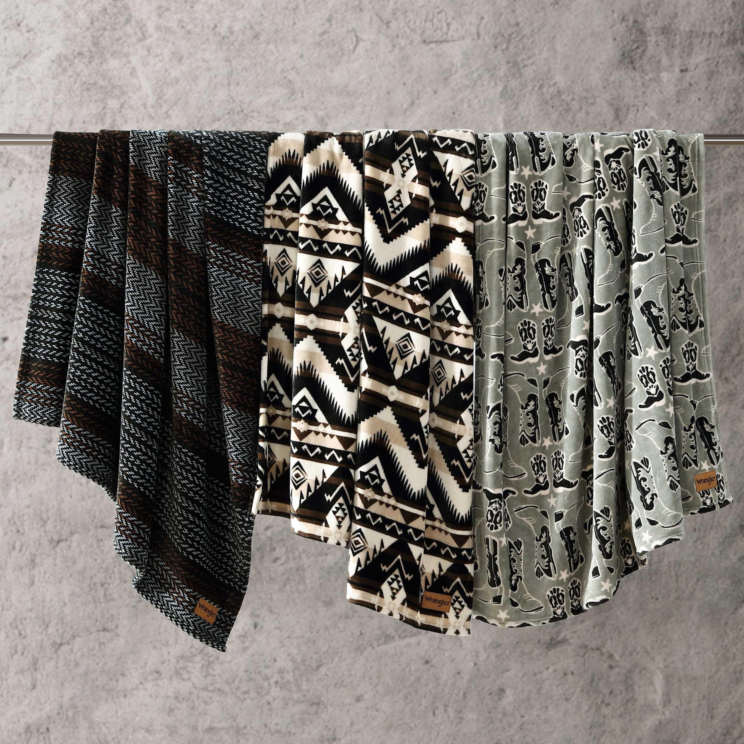 Wrangler Sherpa throw blanket texture detail showing plush warmth for evenings