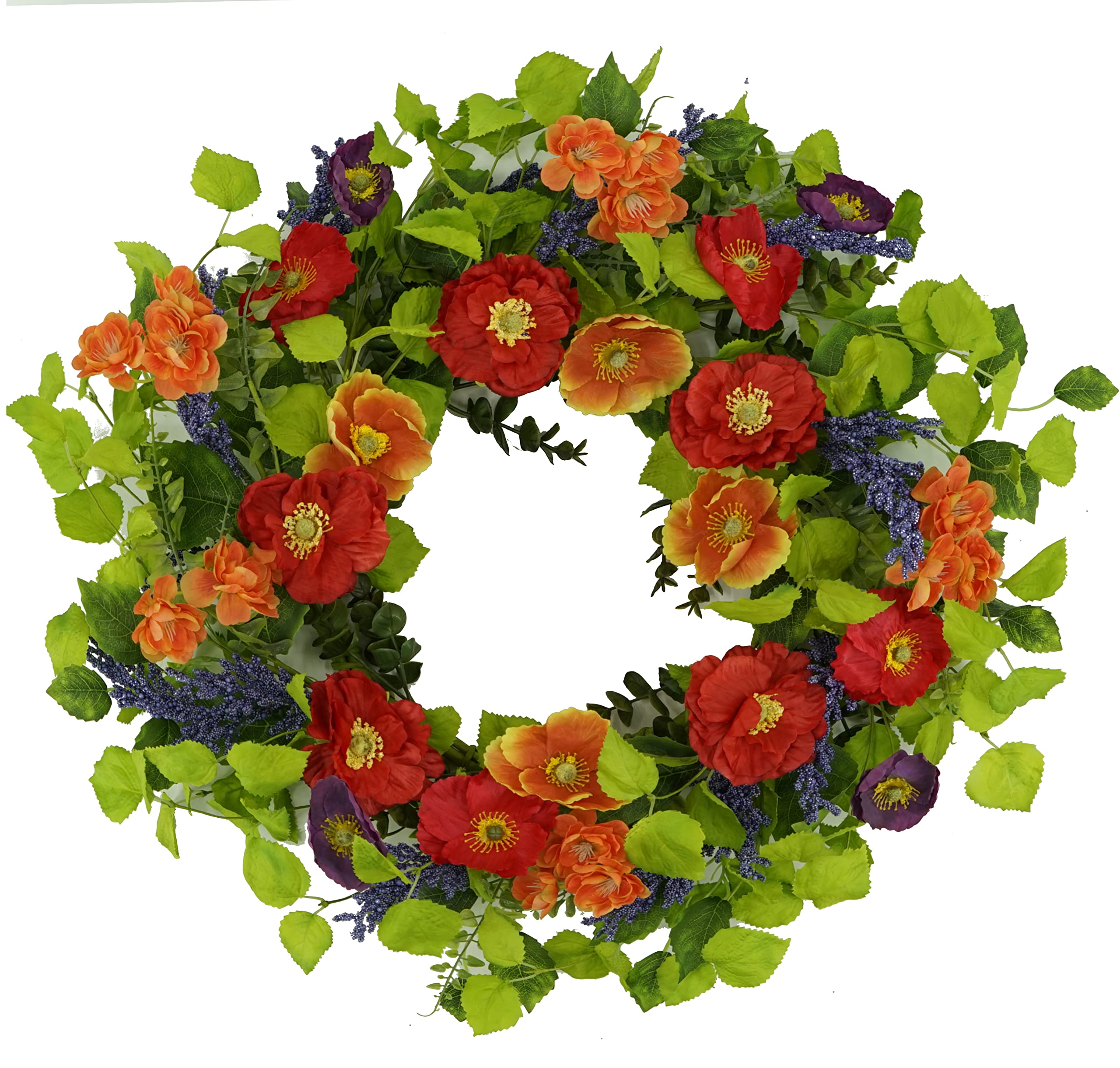WreathDream 22-inch artificial spring wreath for front door with vivid blooms