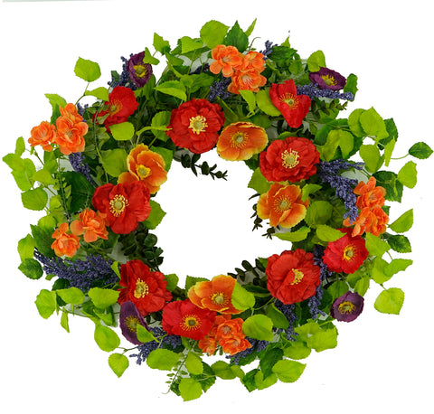 WreathDream 22-inch artificial spring wreath for front door with vivid blooms