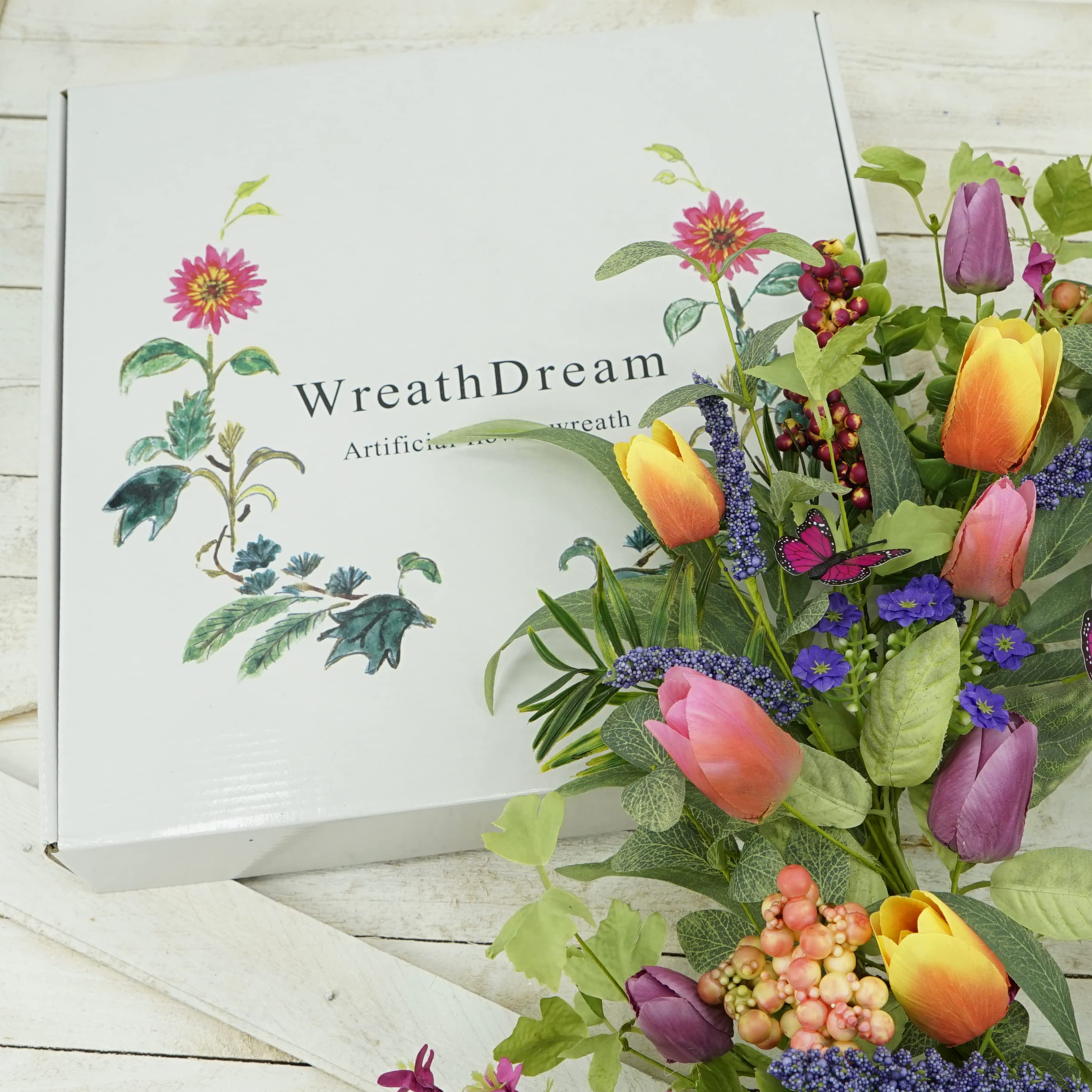 WreathDream 3D tulip heads create depth and lifelike charm.
