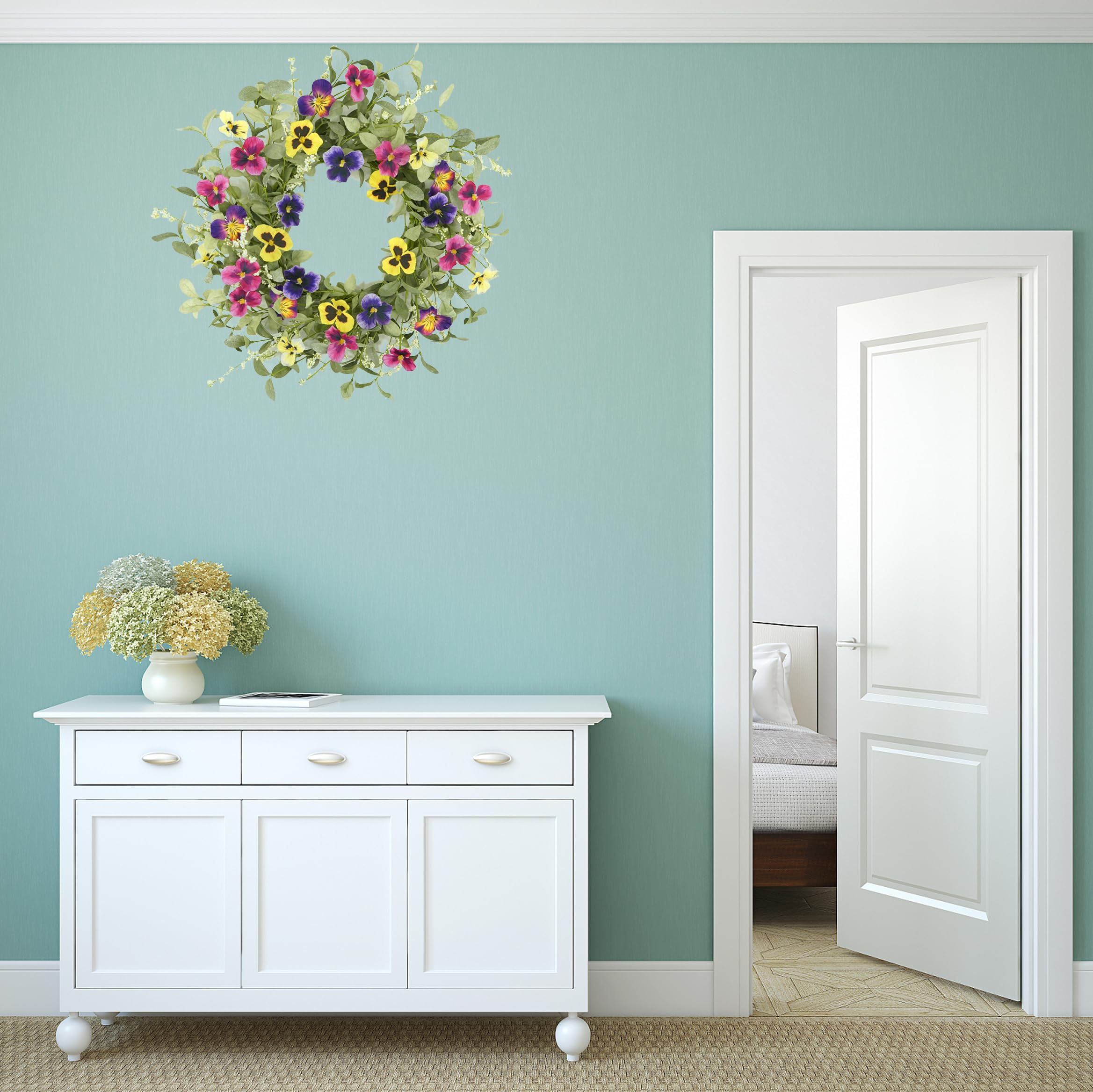 WreathDream pansy flower accents brighten home decor and seasonal ambience