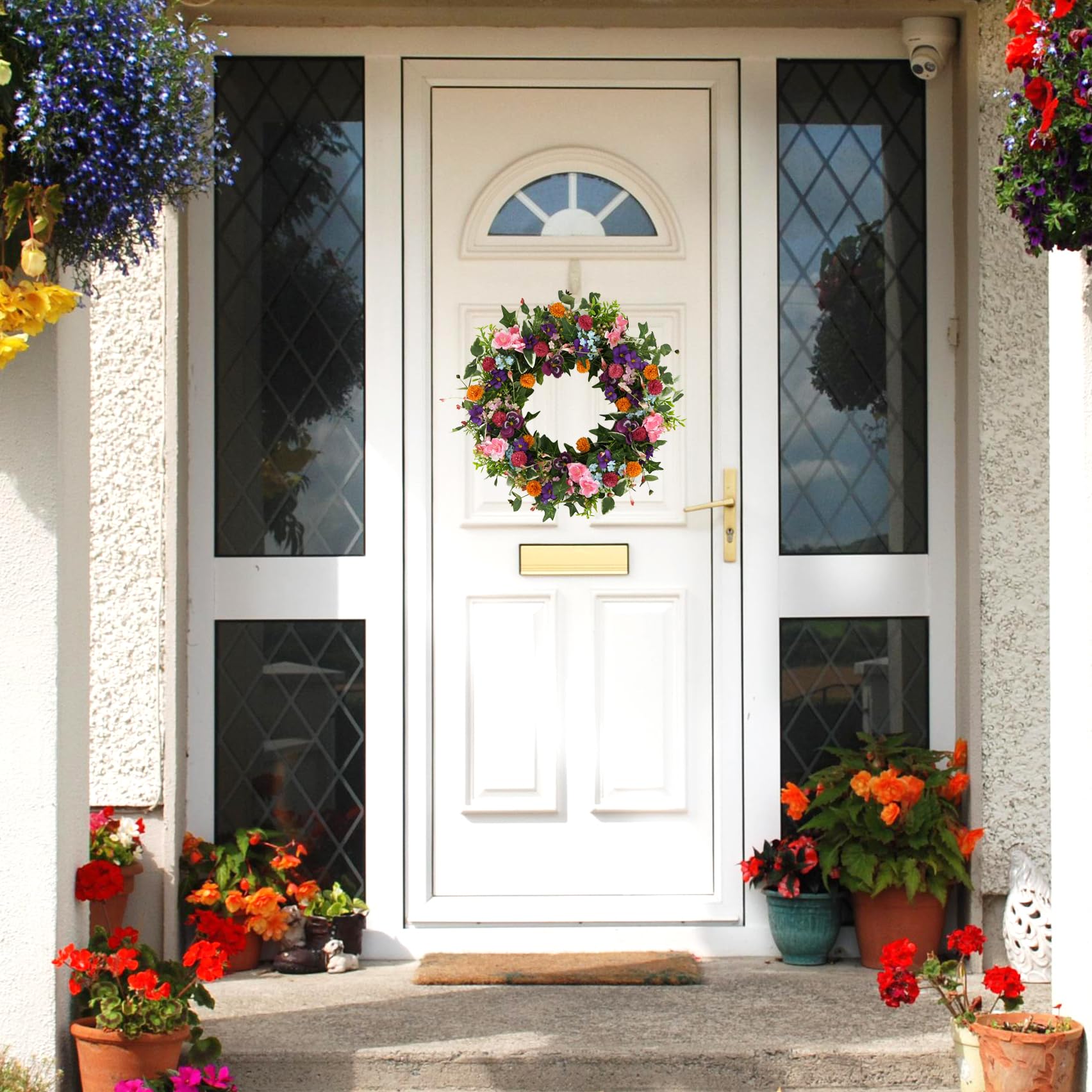 WreathDream pink cherry blossoms wreath adds timeless elegance to exterior displays.