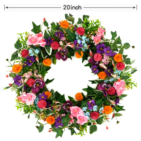 WreathDream small ball chrysanthemum wreath provides rich texture and color.