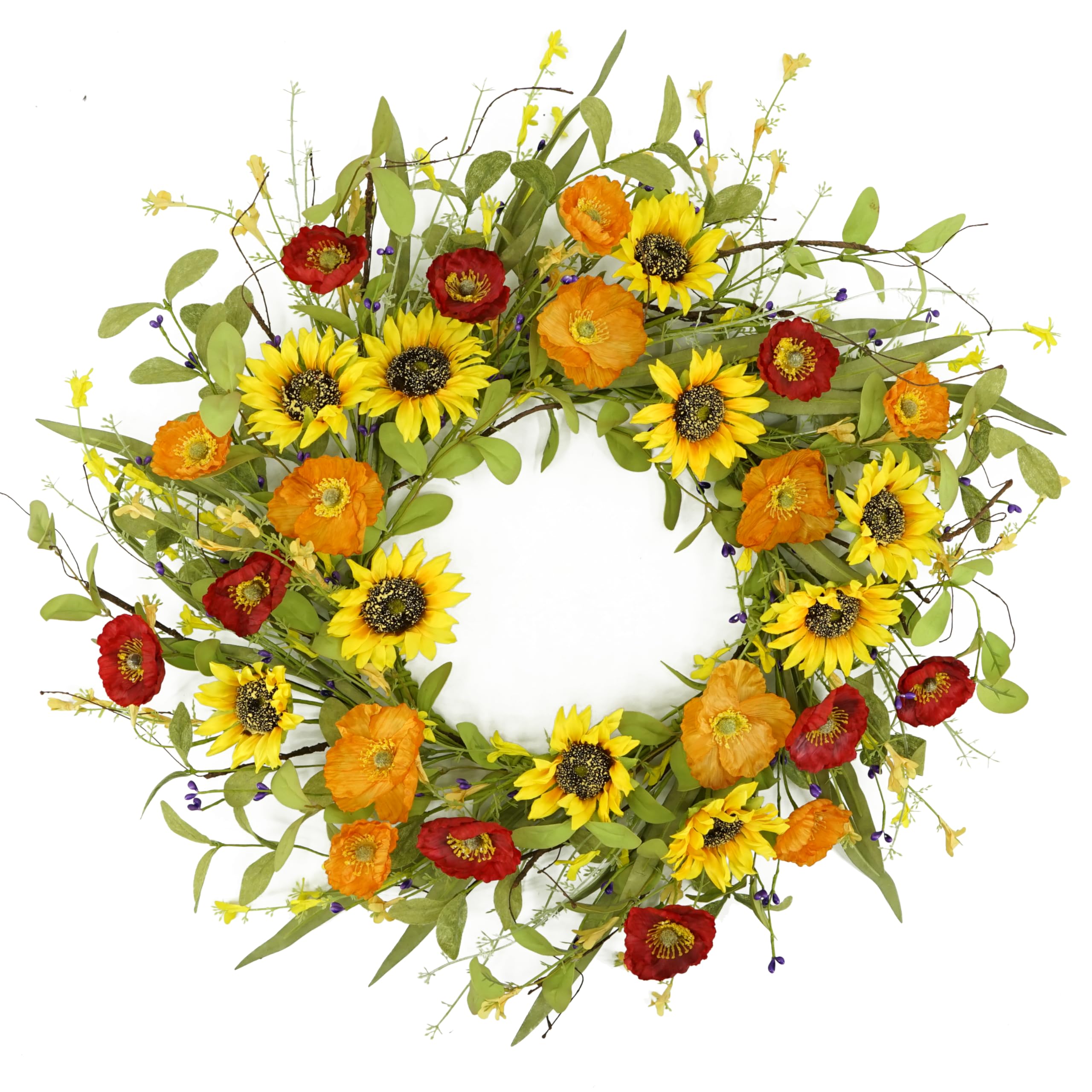 WreathDream spring sunflower front door wreath with vibrant blooms for curb appeal.