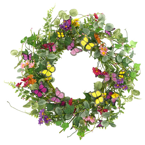WreathDream spring wreath butterflies enhances curb appeal for outdoor doors.
