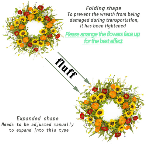 WreathDream wedding stage decor featuring sunflower wreath centerpiece.