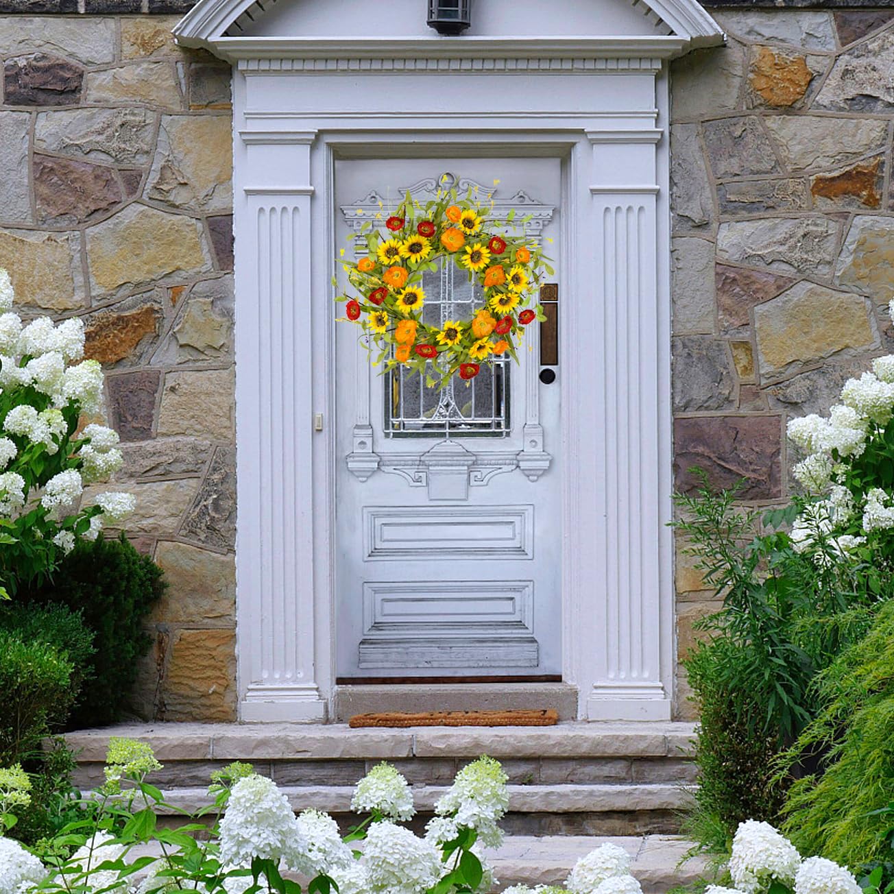 WreathDream yellow sunflower detail highlighting a bright focal point for home decor.