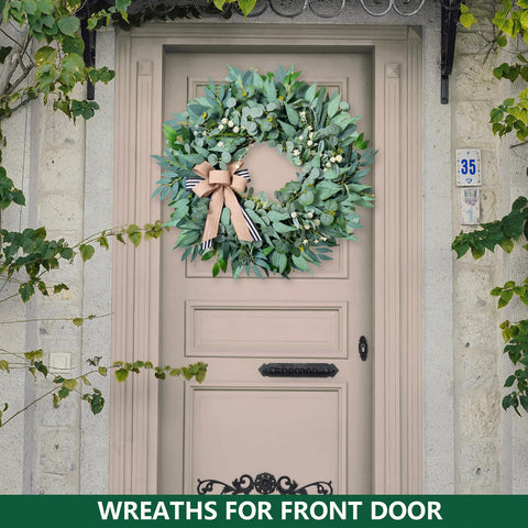 WREATHOME eucalyptus leaves texture highlights lush greenery.