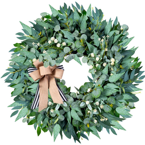 WREATHOME year-round wreath suitable for indoor or covered outdoor spaces.