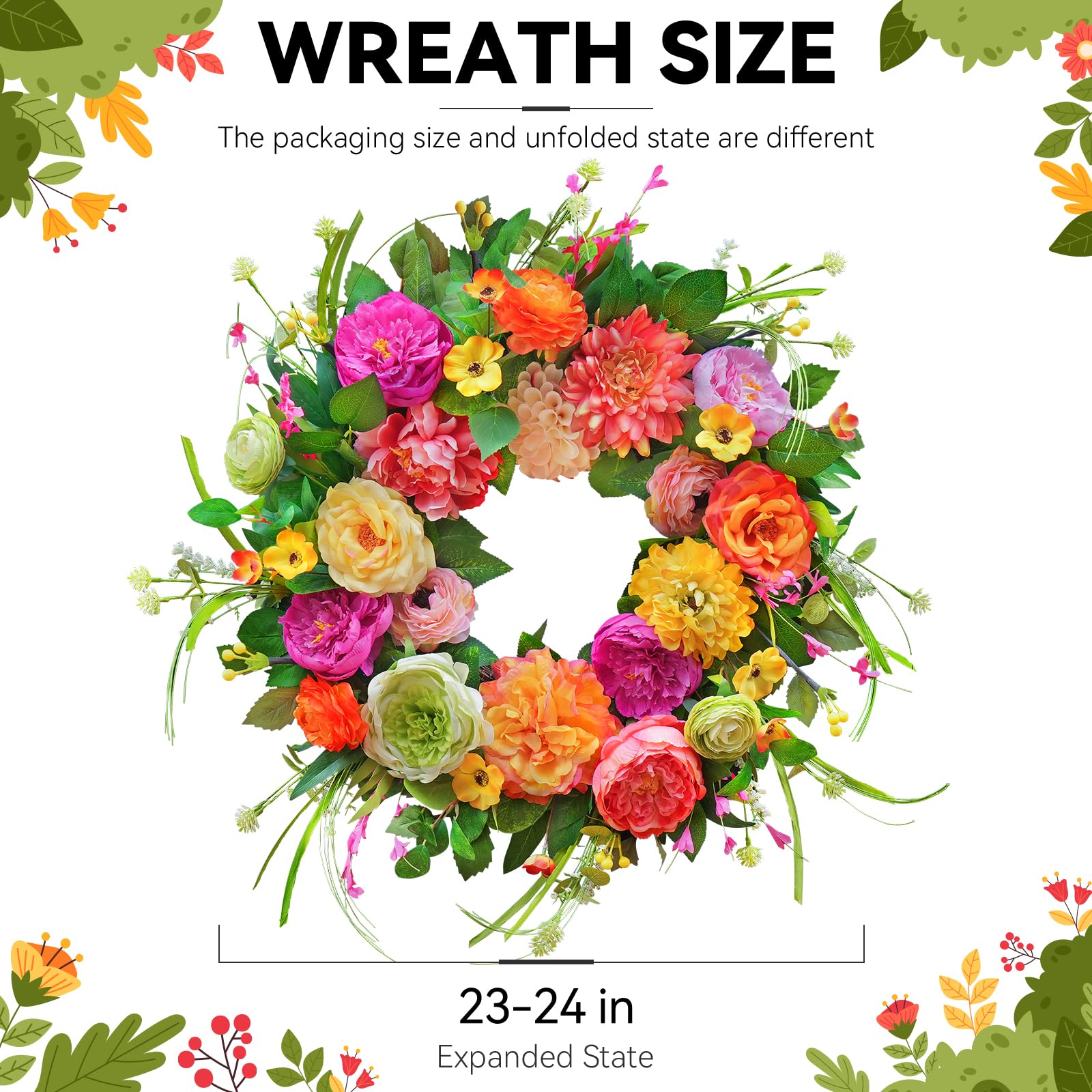 WreathQueen artificial floral wreath suited for indoor and outdoor display.