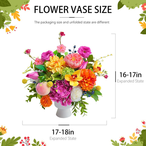 WreathQueen durable faux florals in white ceramic vase ideal for year-round use.