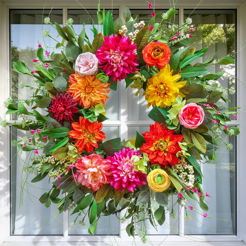 WreathQueen farmhouse wall decor creates a welcoming focal point.