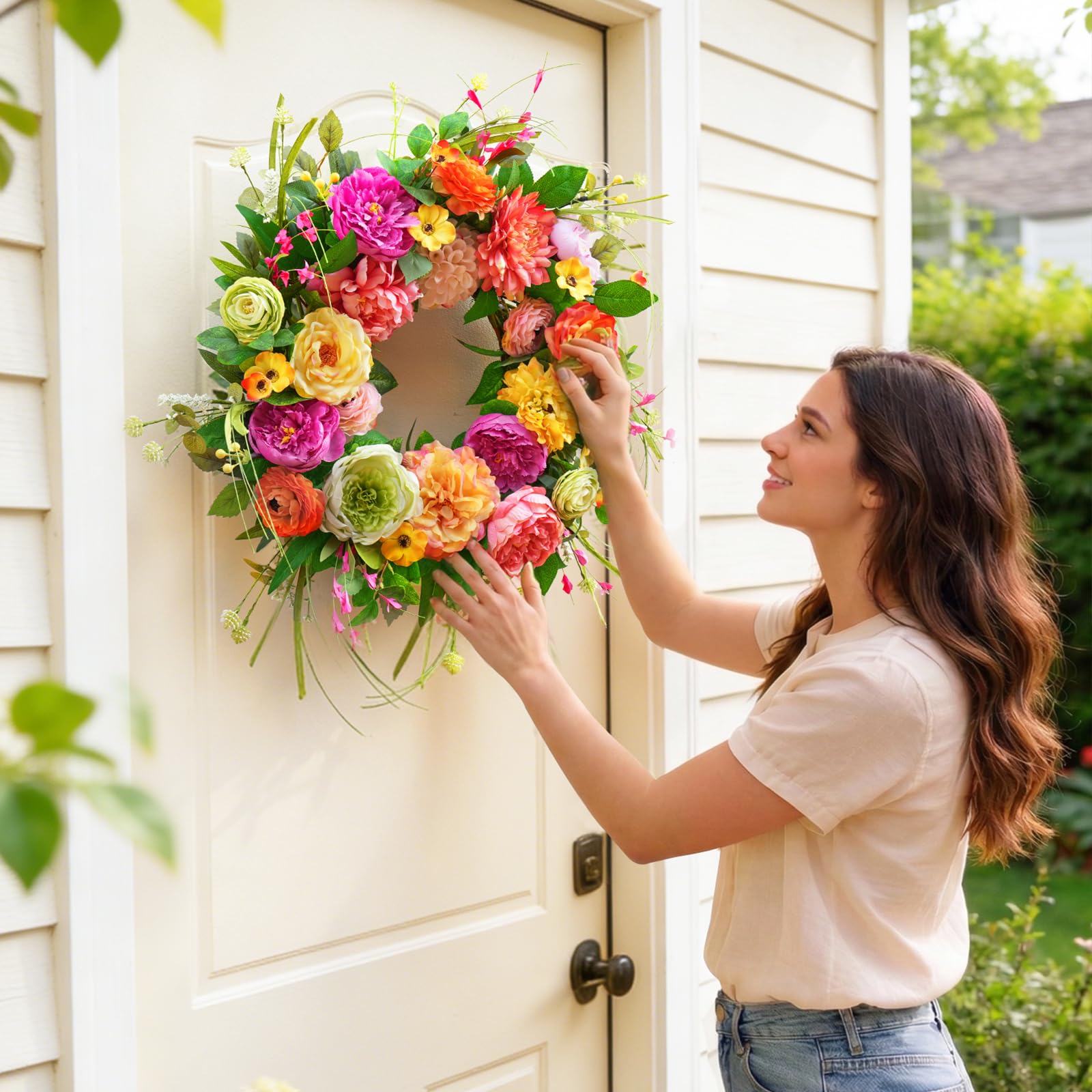 WreathQueen 24-inch wreath ships safely in a sturdy box to maintain fullness.