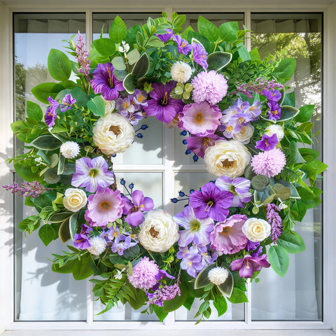 WreathQueen hydrangea detail, lush clusters brighten any porch scene