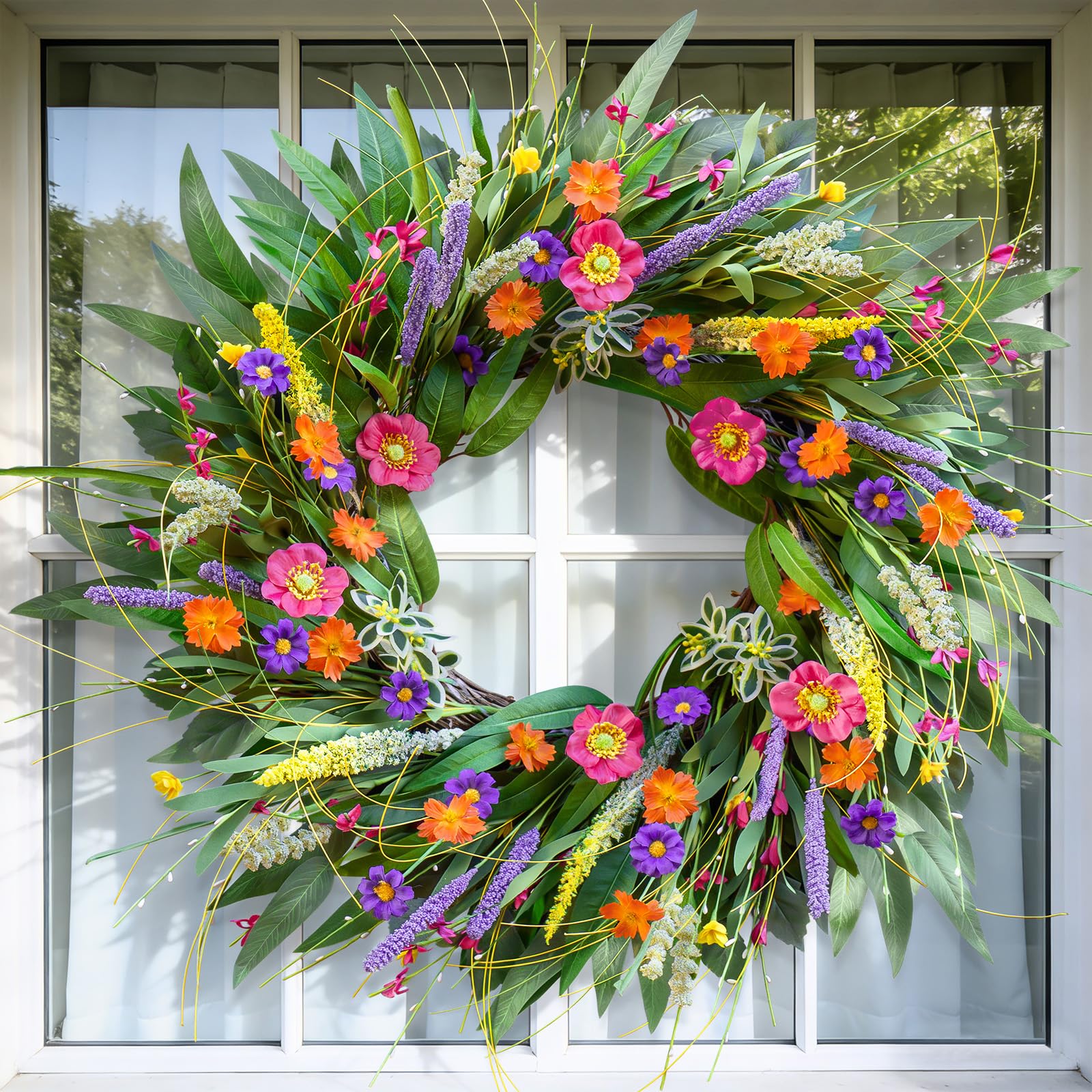 WreathQueen lightweight back with hook enables quick, secure outdoor hanging.