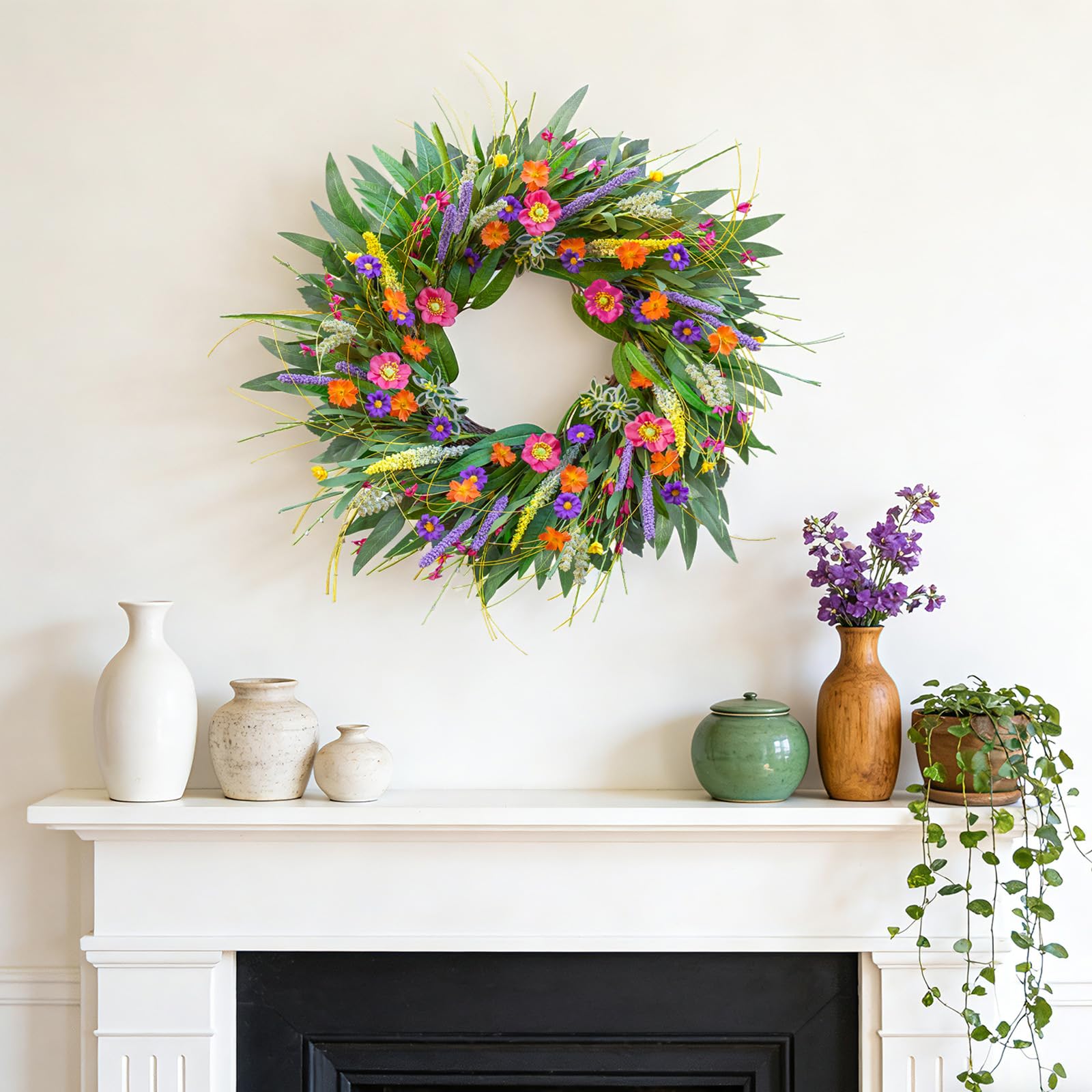 WreathQueen durable faux flowers provide year-round decor without watering.