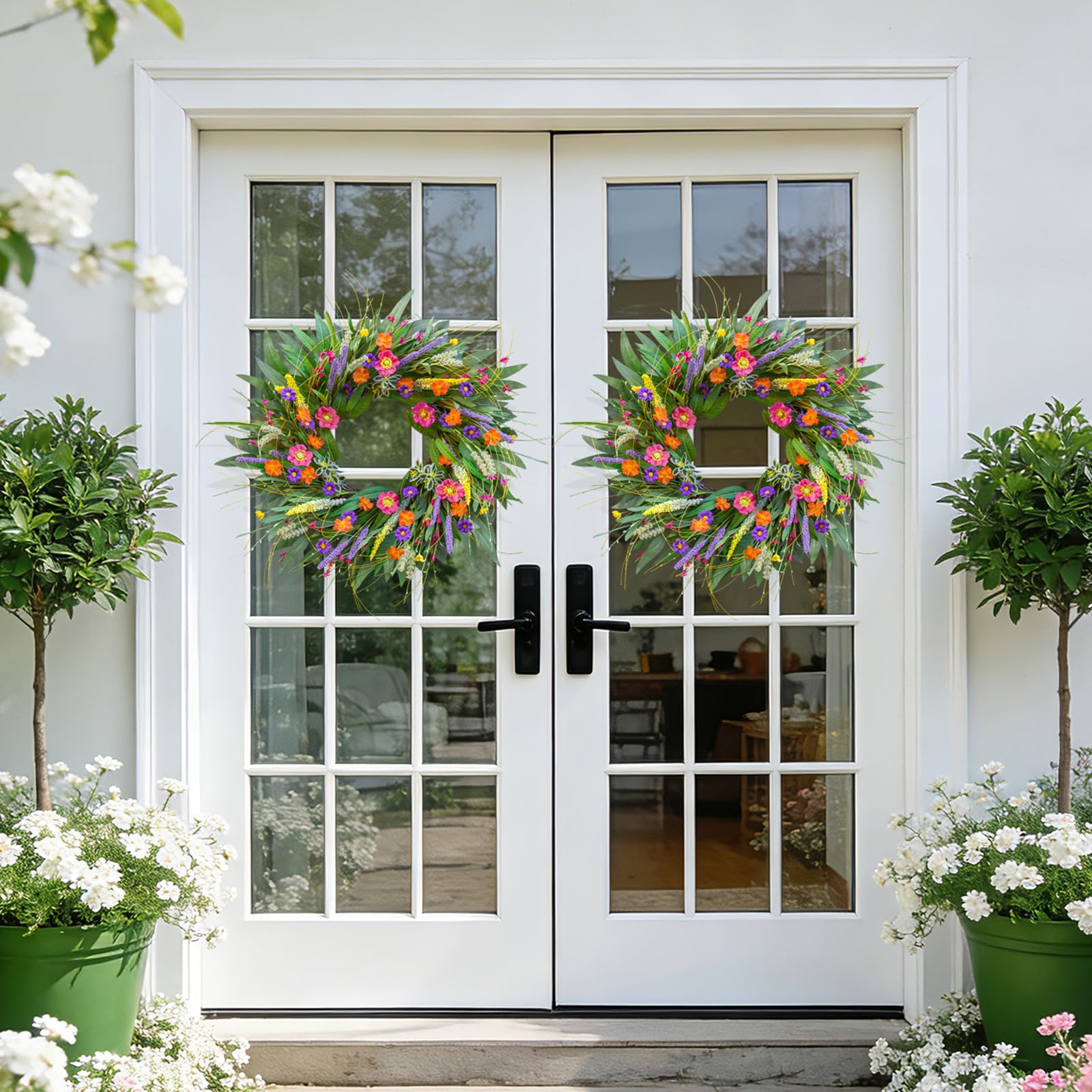 WreathQueen spring-summer decor idea fits front door, porch, or wall display.