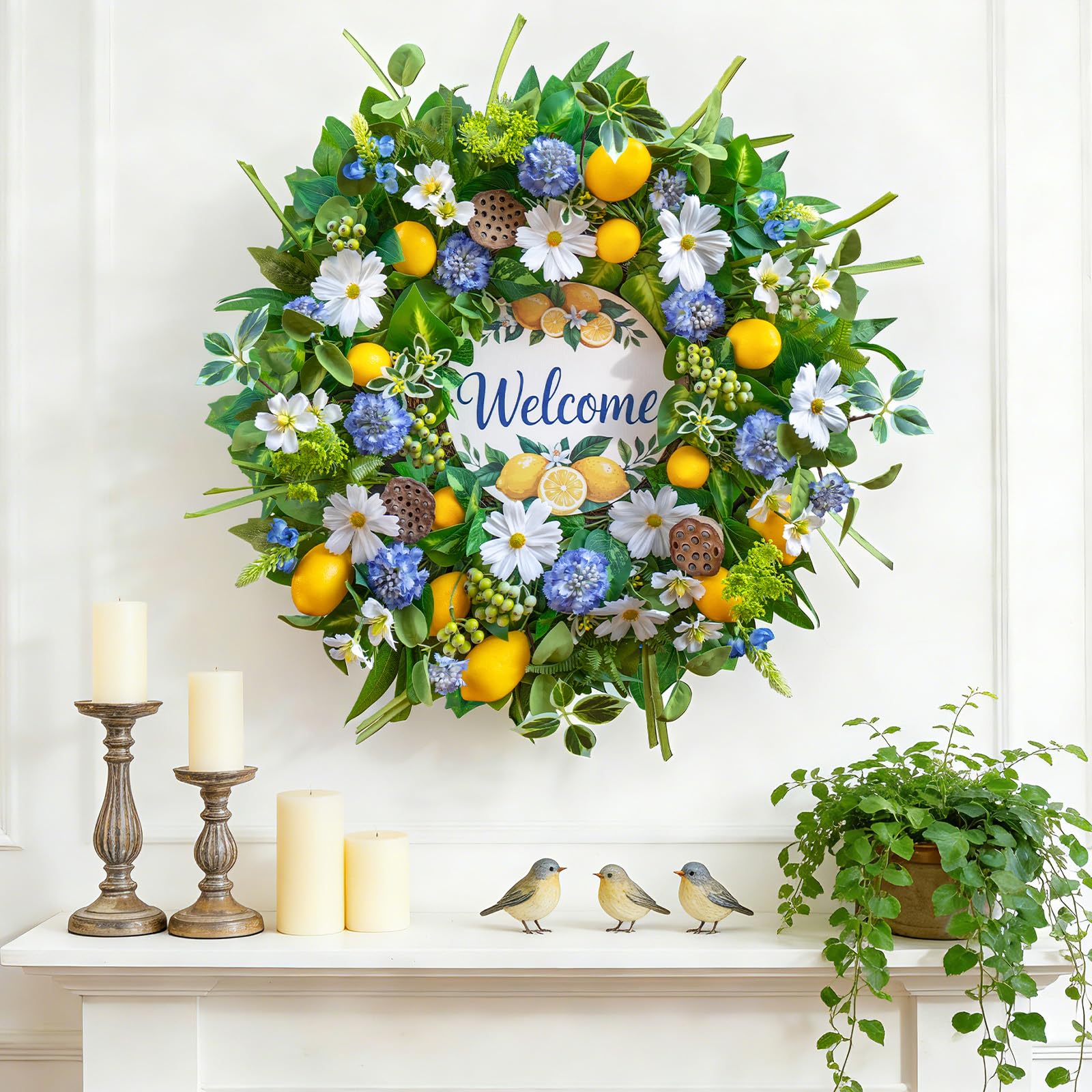 WreathQueen welcome-sign detail creates a warm, inviting entrance.