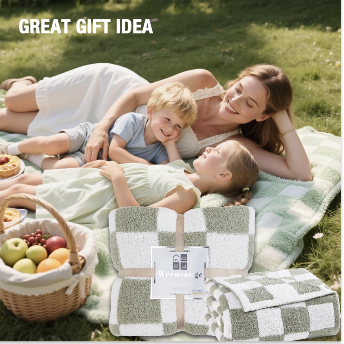 WRENSONGE checkered throw gift-ready with decorative packaging