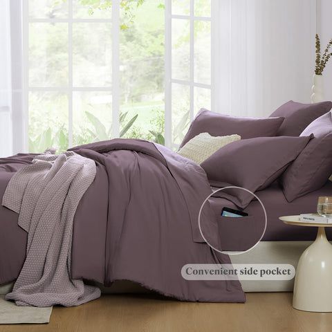 WRENSONGE bed-in-a-bag display with sheets and shams for easy styling