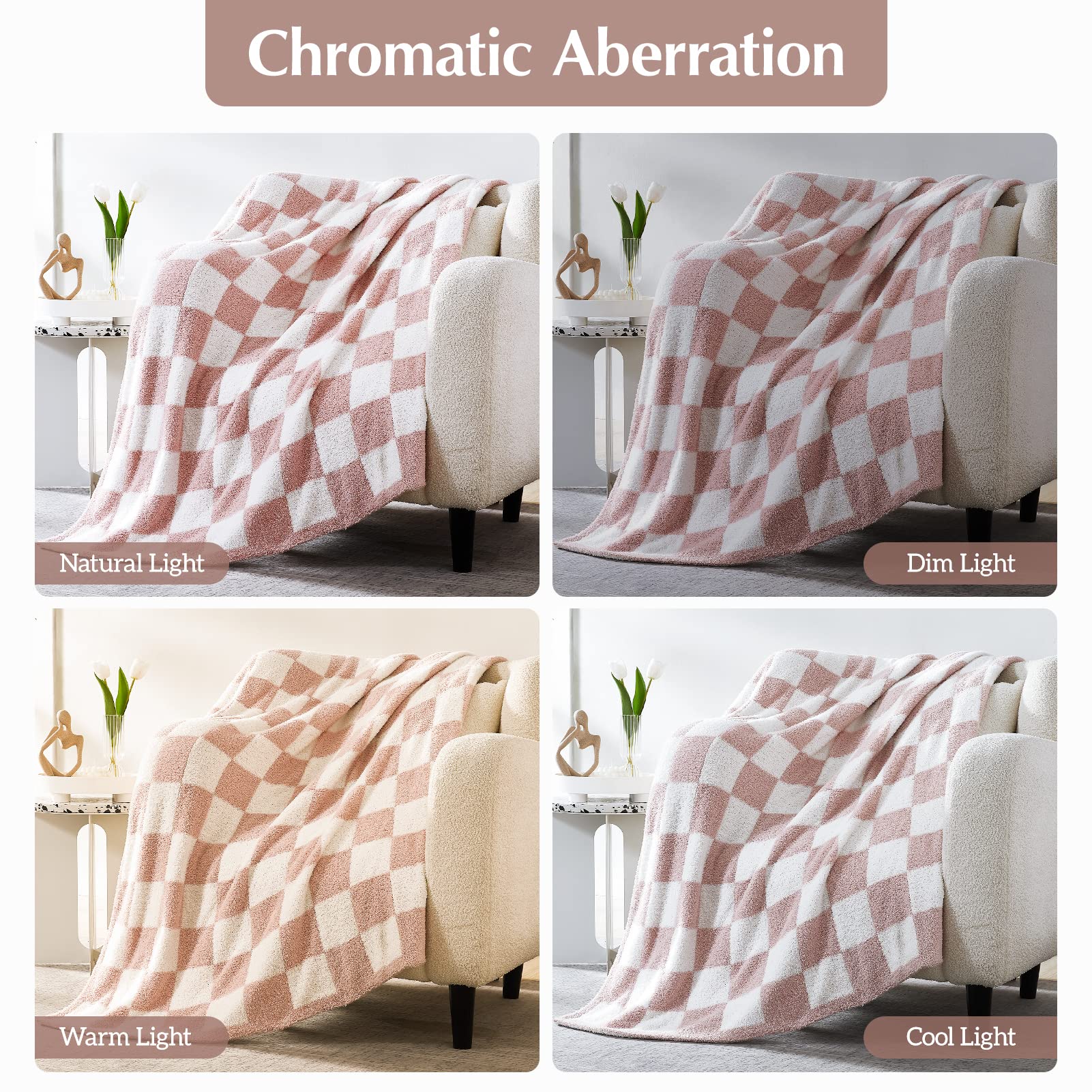 WRENSONGE checkered throw bed shows soft layering option.